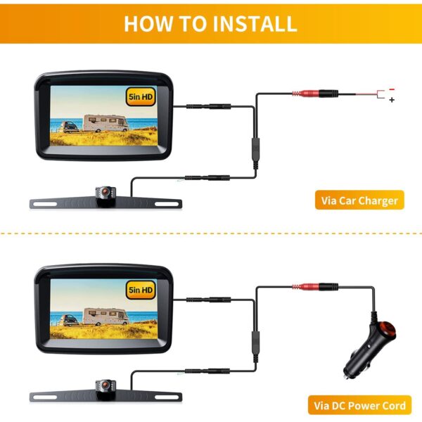⁦5" Monitor with 1080P Backup Camera for Truck⁩ - الصورة ⁦4⁩