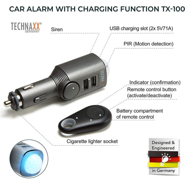 ⁦Technaxx car Alarm with Charging Function TX-100⁩ - الصورة ⁦2⁩