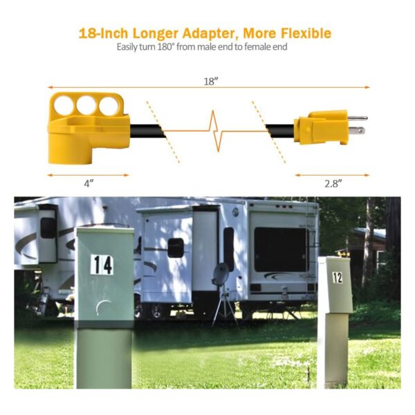 ⁦SnowyFox RV 15Amp to 50Amp Adapter - 15Male⁩ - الصورة ⁦3⁩